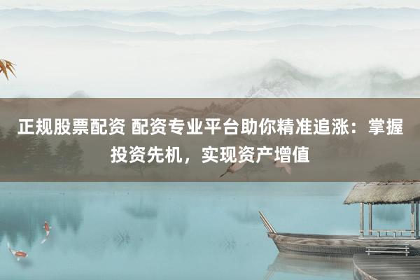 正规股票配资 配资专业平台助你精准追涨：掌握投资先机，实现资产增值